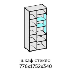 Аллегро-10 Шкаф 2дв. (со стеклом) (дуб крафт золотой-камень темный) в Талице - talica.mebel24.online | фото 2