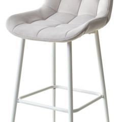 Барный стул ХОФМАН, цвет H-09 Светло-серый, велюр / белый каркас М-City в Талице - talica.mebel24.online | фото 1