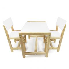 Детский растущий комплект стол и два стула  Я САМ "Лофт" (Белый, Сосна) в Талице - talica.mebel24.online | фото