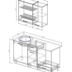 Кухонный гарнитур Антрацит 1600 (Стол. 26мм) в Талице - talica.mebel24.online | фото 2