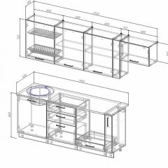 Кухонный гарнитур Антрацит 2550 (Стол. 26мм) в Талице - talica.mebel24.online | фото 2