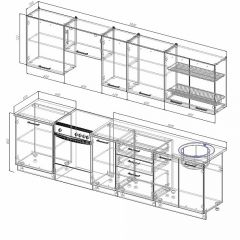 Кухонный гарнитур Антрацит 3000 (Стол. 26мм) в Талице - talica.mebel24.online | фото 2