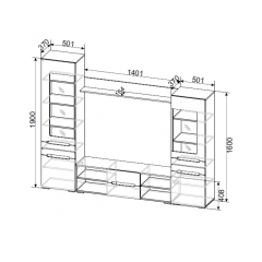 Гостиная МГС 6 Исполнение 1 (Венге/Белый глянец) в Талице - talica.mebel24.online | фото 3