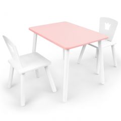 Комплект детской мебели стол и два стула Корона  (Розовый/Белый/Белый) в Талице - talica.mebel24.online | фото