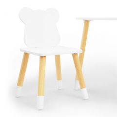 Комплект детской мебели стол и два стула Мишутка (Белый/Белый/Береза) в Талице - talica.mebel24.online | фото