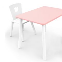 Комплект детской мебели стол и стул Корона (Розовый/Белый/Белый) в Талице - talica.mebel24.online | фото