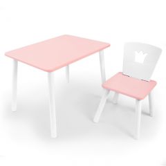 Комплект детской мебели стол и стул Корона (Розовый/Розовый/Белый) в Талице - talica.mebel24.online | фото