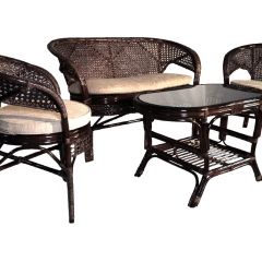 Комплект Пеланги 02/15 с 2-х местным диваном и овальным столом (Темно-коричневый) в Талице - talica.mebel24.online | фото 1