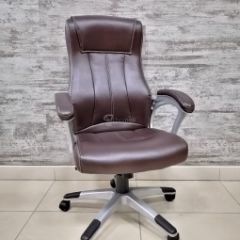 Кресло Barneo K-148 для руководителя (коричневая экокожа) в Талице - talica.mebel24.online | фото