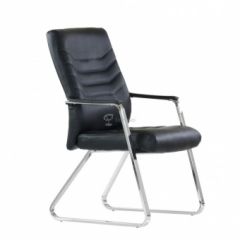 Кресло Barneo K-25 для посетителей и переговорных (хром, черная экокожа) в Талице - talica.mebel24.online | фото