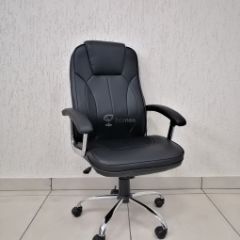 Кресло Barneo K-8 для руководителя (черная экокожа) в Талице - talica.mebel24.online | фото