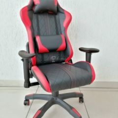 Кресло геймерское Barneo K-52 (черная экокожа красные вставки) в Талице - talica.mebel24.online | фото