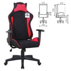 Кресло компьютерное BRABIX GT Racer GM-101 + подушка (ткань) черное/красное (531820) в Талице - talica.mebel24.online | фото 2