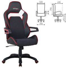 Кресло компьютерное BRABIX Nitro GM-001 (ткань/экокожа) черное, вставки красные (531816) в Талице - talica.mebel24.online | фото 3