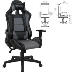 Кресло компьютерное BRABIX "GT Racer GM-100" (черное/серое) 531926 в Талице - talica.mebel24.online | фото 2