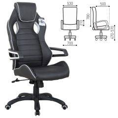 Кресло компьютерное BRABIX Techno Pro GM-003 (экокожа черное/серое, вставки серые) 531814 в Талице - talica.mebel24.online | фото