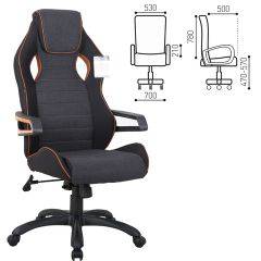 Кресло компьютерное BRABIX Techno Pro GM-003 (ткань черное/серое, вставки оранжевые) 531813 в Талице - talica.mebel24.online | фото 2