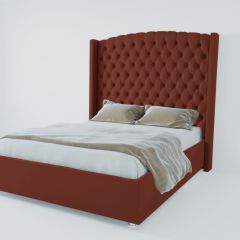 Кровать Берлин ЛЮКС с ПМ 800 (велюр бордо) в Талице - talica.mebel24.online | фото 2