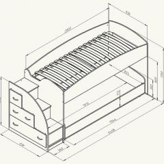 Кровать-чердак "Дюймовочка-4.2"  Дуб молочный/Оранжевый в Талице - talica.mebel24.online | фото 3