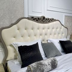 Кровать Мокко 1600 с мягким изголовьем + основание (серый камень) в Талице - talica.mebel24.online | фото 2