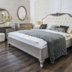 Кровать Мокко 1600 с мягким изголовьем + основание (серый камень) в Талице - talica.mebel24.online | фото