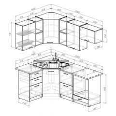 Кухонный гарнитур Надежда оптима 4 1400х2000 мм в Талице - talica.mebel24.online | фото 2