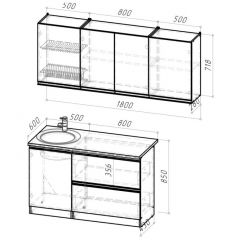 Кухонный гарнитур Ноктюрн макси 1800 мм в Талице - talica.mebel24.online | фото 2