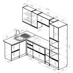 Кухонный гарнитур Ноктюрн мега прайм 1500х2700 мм в Талице - talica.mebel24.online | фото 2