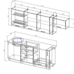 Кухонный гарнитур Вегас 2550 (Стол. 26мм) в Талице - talica.mebel24.online | фото 2