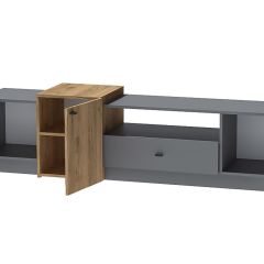 Квадро Т-1 Тумба под ТВ (ЛДСП графит-дуб крафт золотой) в Талице - talica.mebel24.online | фото 2