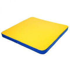Мат гимнастический 1,36х1,36х0,08м складной закругленные углы цв. синий-желтый (для ДСК Игрунок) в Талице - talica.mebel24.online | фото