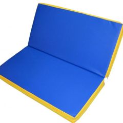 Мат гимнастический 1х1х0,08м складной цв. синий-желтый в Талице - talica.mebel24.online | фото 1