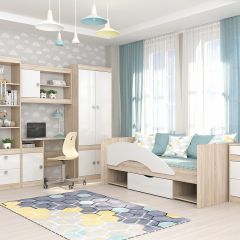 Подростковая Галактика (Дуб Сонома/Белый глянец) в Талице - talica.mebel24.online | фото 3