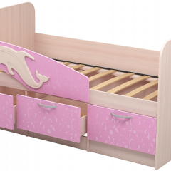 Кровать Дельфин 1,6 (Дуб молочный/фасад - Ламарти розовый) в Талице - talica.mebel24.online | фото