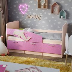 Кровать Дельфин 1,9 (Белый/Ламарти розовый) в Талице - talica.mebel24.online | фото 2