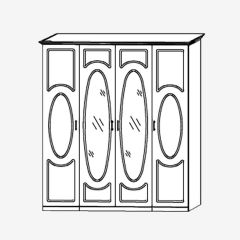 Прованс-2 Шкаф 4-х дверный с 2 зеркалами (Итальянский орех/Груша с платиной черной) в Талице - talica.mebel24.online | фото