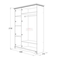 Шкаф 3-х дверный Ольга-1Н для одежды и белья в Талице - talica.mebel24.online | фото 2