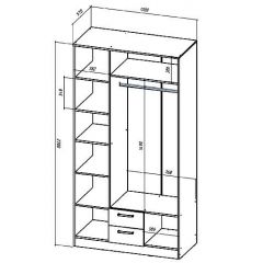 КОСТА-РИКА Шкаф 3-х створчатый (шимо светлый/шимо темный) в Талице - talica.mebel24.online | фото 2