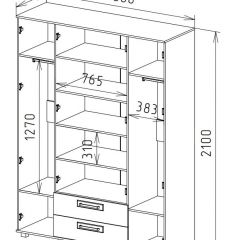 Шкаф 4-х дверный с ящиками М-1 Серия Вега в Талице - talica.mebel24.online | фото 3