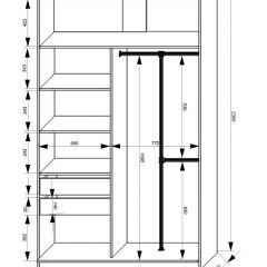 Шкаф-купе 1400 серии SOFT D8+D2+B2+PL4 (2 ящика+F обр.штанга) профиль «Графит» в Талице - talica.mebel24.online | фото 3