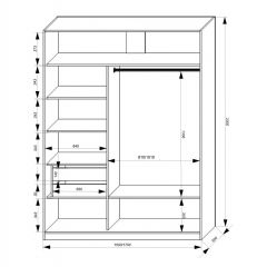 Шкаф-купе 1500 серии NEW CLASSIC K2+K2+B2+PL2(2 ящика+1 штанга+1 полка) профиль «Капучино» в Талице - talica.mebel24.online | фото 3