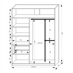 Шкаф-купе 1500 серии NEW CLASSIC K4+K4+B2+PL4 (2 ящика+F обр. штанга) профиль «Капучино» в Талице - talica.mebel24.online | фото 3