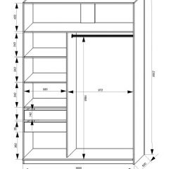 Шкаф-купе 1600 серии SOFT D1+D3+B2+PL1 (2 ящика+1штанга) профиль «Графит» в Талице - talica.mebel24.online | фото 4