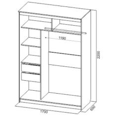 Шкаф-купе №19 Серия 3 Инфинити с зеркалами (1700) Ясень Анкор светлый в Талице - talica.mebel24.online | фото 6