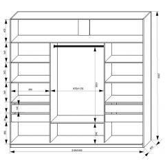 Шкаф-купе 2100 серии SOFT D2+D7+D3+B22+PL2 (по 2 ящика лев/прав+1штанга+1полка) профиль «Графит» в Талице - talica.mebel24.online | фото 3