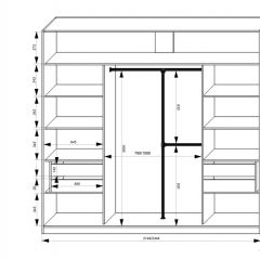 Шкаф-купе 2150 серии NEW CLASSIC K4+K4+K4+B22+PL4(по 2 ящика лев/прав+F обр.штанга) профиль «Капучино» в Талице - talica.mebel24.online | фото 3