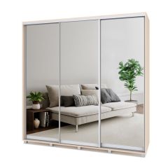 МАРТИН Шкаф-купе с зеркалами Млечный дуб (2200*450) М423 в Талице - talica.mebel24.online | фото