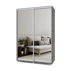 РОЛАНД Шкаф-купе с зеркалами Камень темный (450*1500) Р453 в Талице - talica.mebel24.online | фото 2