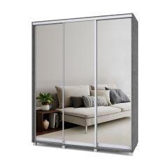 РОЛАНД Шкаф-купе с зеркалами Камень темный (450*1800) Р483 в Талице - talica.mebel24.online | фото