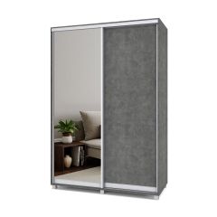РОЛАНД Шкаф-купе с зеркалом Камень темный (450*1500) Р452 в Талице - talica.mebel24.online | фото 2